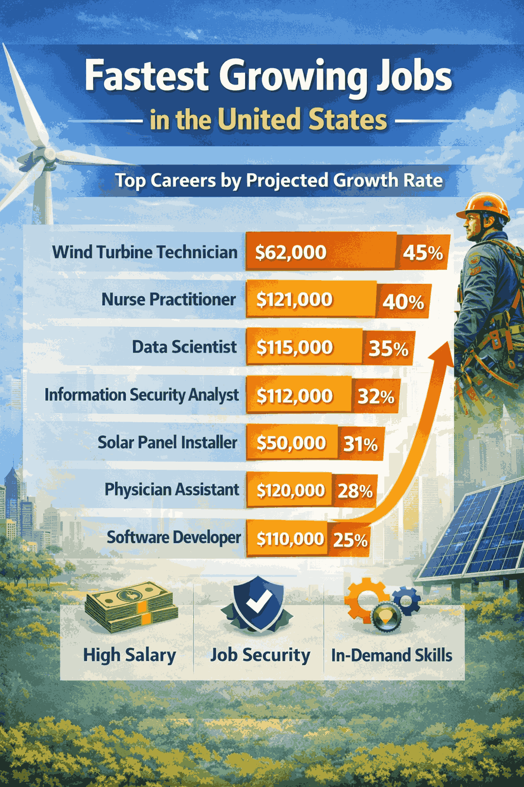 Fastest growing jobs in the United States chart