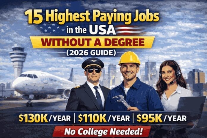 highest paying jobs in the USA without a degree 2026 infographic