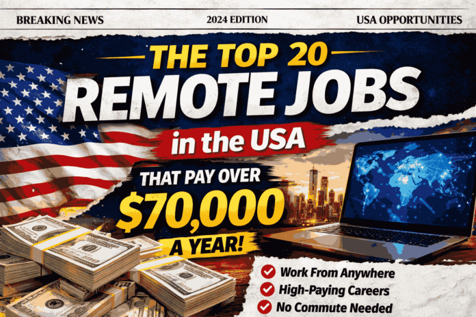 Top remote jobs in the USA that pay over $70,000 a year with work from home opportunities
